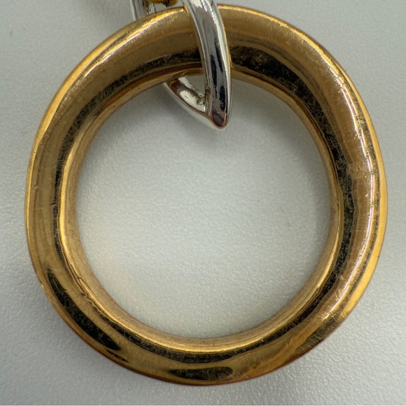 Two Tone Gold and Silver Brutalist Geometric Necklace - Picture 4 of 11